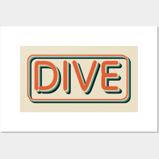 Retro Dive Vintage Diving Springboard Diver Posters and Art